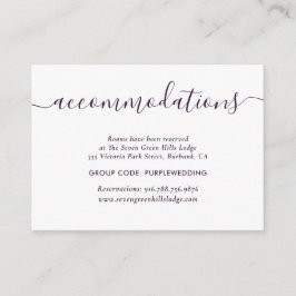 Cartões de Hospedagem do Hotel para Casamento Roxo