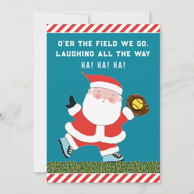 Cartões de humor de Natal de Softball (Frente)
