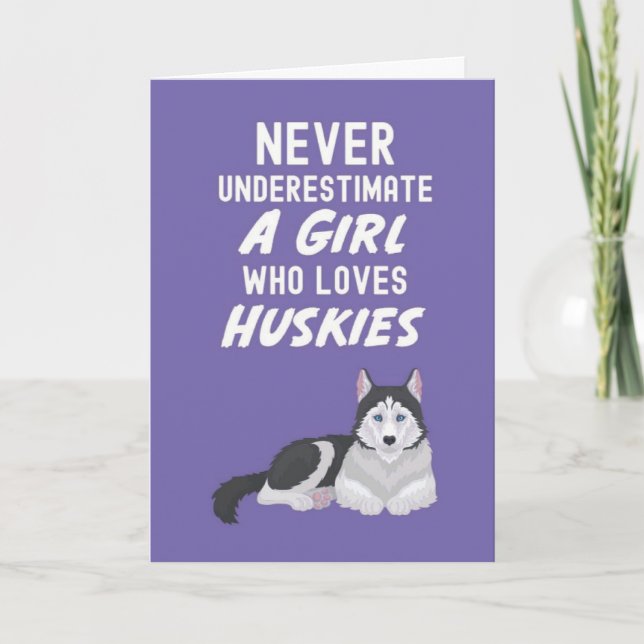Cartões de Husky Rosa Fofo para Meninas Bebês Cach (Frente)