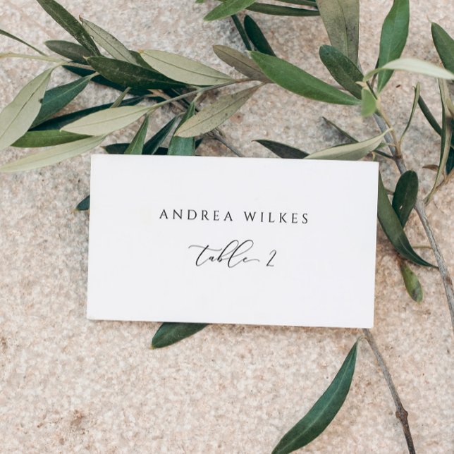 Cartões de Identificação de Mesa Simples Modernos  (Elegant Romantic Simple Individual Custom Printed Wedding Place Cards - Flat)
