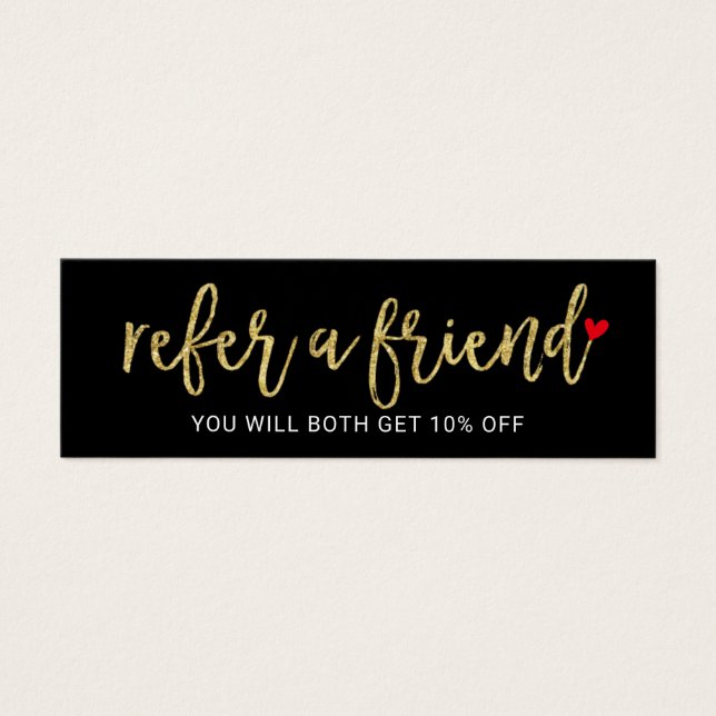 Cartões de Indicação | Dourado Script Beauty Salon (Frente)