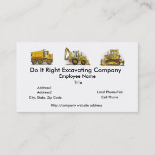 Cartões de indústria da construção do escavador do