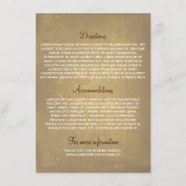 Cartões de informação de casamento com carvalho