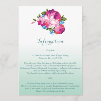 Cartões de Informação de Casamento Floral em Tom d