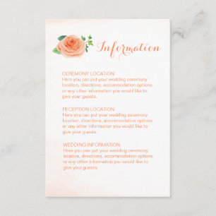 Cartões de Informação de Casamento Rosa Pêssego
