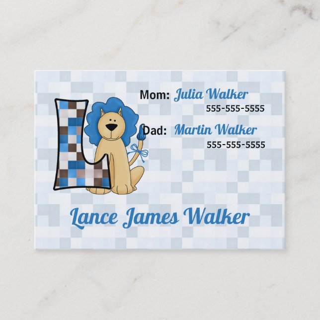 Cartões de Informação de Emergência para Crianças  (Frente)