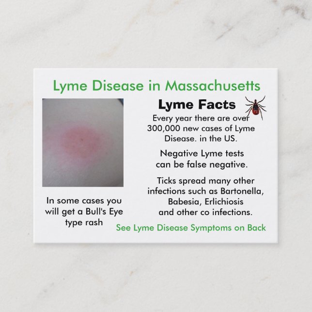 Cartões de Informação sobre Doença de Lyme em Mass (Frente)