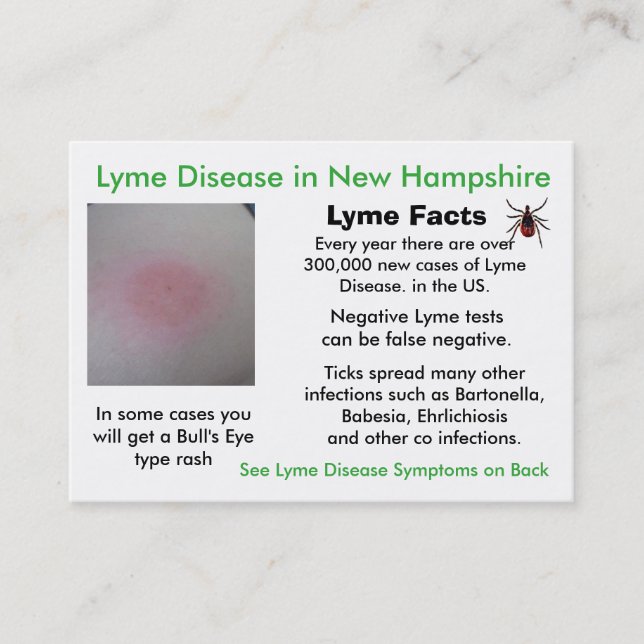 Cartões de Informação sobre Doença de Lyme em New  (Frente)