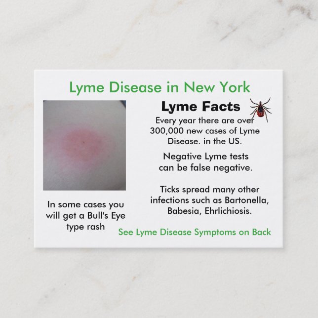 Cartões de Informação sobre Doença de Lyme em Nova (Frente)