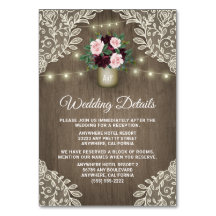 Cartões de Inserção de Casamento Mason Jar Dourado