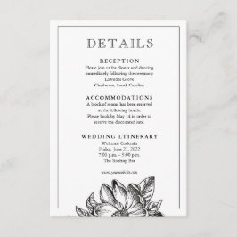 Cartões de inserção de convite de casamento clássi