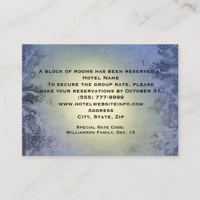 Cartões de Inserção de Hospedagem do Hotel Blue La (Frente)