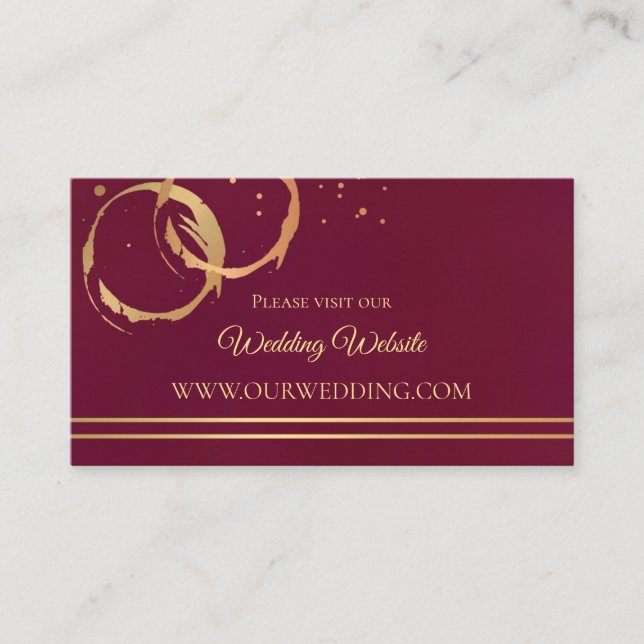 Cartões de Inserção de Site de Casamento com Vinho (Frente)