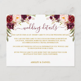 Cartões de Inserção Dourada para Pormenores Florai