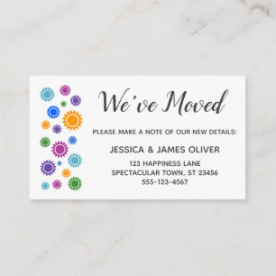 Cartões de Inserção "Nós Mudamos" com Sol brilhant