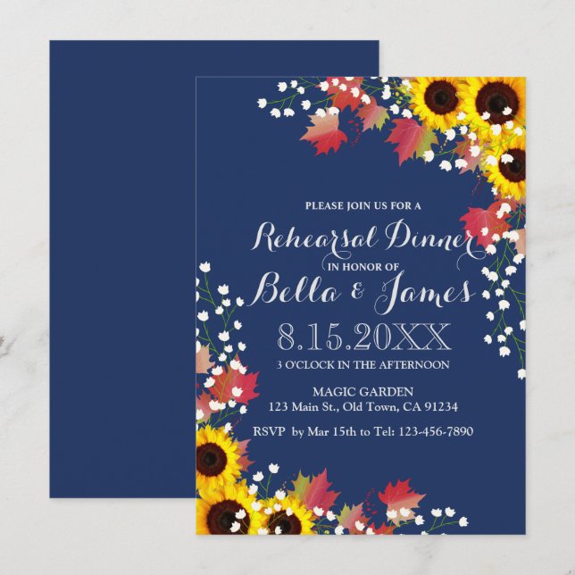 Cartões de Janto para ensaios de girassol azul mar (Frente/Verso)