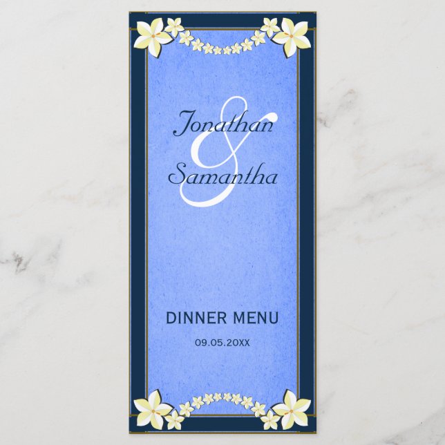 Cartões de Janto Rustic Blue Floral (Frente)