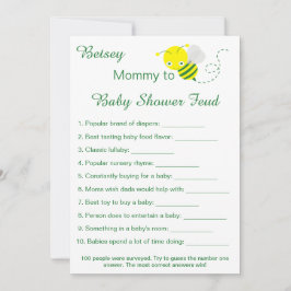 Cartões de jogo de disputa divertida para chá de b