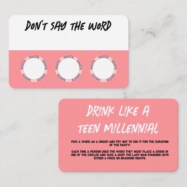 Cartões de jogos cor-de-Bebendo (Frente/Verso)