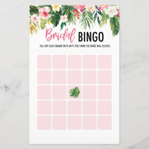 Cartões de jogos de bingo de Chá de panela tropica