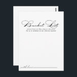 Cartões de Lista de Baldes de Caligrafia Elegante<br><div class="desc">Estes cartões elegantes de balde de casamento para caligrafia são a atividade perfeita para uma recepção de casamento ou chá de panela rústica. O design simples e na moda apresenta a tipografia de script clássico e rico em preto e branco. Altere o texto para se adequar a qualquer evento de...</div>