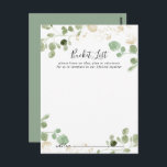Cartões de Lista de Baldes de Casamento Eucalyptus<br><div class="desc">Estes cartões de balde de casamento de eucalipto são a atividade perfeita para uma recepção de casamento ou chá de panela rústica. Dourado Confetti Eucalyptus Foliage Mude o texto para se adequar a qualquer evento de vida. O sinal da lista de baldes é vendido separadamente.</div>