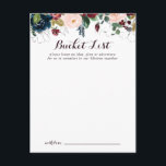 Cartões de Lista de Baldes de Casamento Ilustrados<br><div class="desc">Estes cartões ilustrados de lista de baldes de núpcias com aquarelas são a atividade perfeita para uma simples recepção de casamento ou chá de panela. A design apresenta marinho de aquarela pintada à mão artística azul, burgundy, vermelha, rosas de pincel e peônias com folhas verdes elegantes, inspirando a colorida beleza...</div>