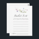 Cartões de Lista de Baldes de Flores Selvagens Col<br><div class="desc">Estes cartões coloridos de lista de baldes de flores silvestres são a atividade perfeita para uma recepção de casamento rústica ou chá de panela. O design apresenta uma aquarela pintada manualmente, lindas flores rosa, pincéis, azuis, marinhos, amarelas, roxas e verdes selvagens. O sinal da Lista de baldes é vendido separadamente....</div>