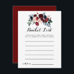 Cartões de Lista de Baldes Florais de Marinho Rosa<br><div class="desc">Estes cartões de lista de baldes florais cor-de-rosa-burlu são a atividade perfeita para uma recepção de casamento ou chá de panela rústica. O design apresenta cor-de-água rosa, pincel, marinho, colheres azuis e burgundy, rosas com folhagem verde que se juntam perfeitamente em buquês elegantes. O sinal da Lista de baldes é...</div>