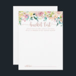 Cartões de Lista de Baldes Florais Primavera Doura<br><div class="desc">Estes cartões de lista de baldes florais de primavera de ouro rosa são a atividade perfeita para uma recepção de casamento rústica ou chá de panela. A design apresenta uma riqueza de peões coloridos e folhagem verde, lindamente amontoada em buquês charmosos, inspirando beleza natural. Altere o texto para se adequar...</div>