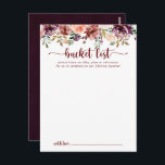 Cartões de Lista de Baldes Florais Rustic Summer<br><div class="desc">Estes cartões florais de balde de casamento florais são a atividade perfeita para uma simples recepção de casamento ou chá de panela. A design apresenta flores de aquarela, cor-de-rosa e borbulhante, com folhas verdes em fundo castanho manchado. Altere o texto para se adequar a qualquer evento de vida. O sinal...</div>