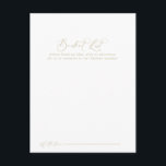 Cartões de Lista de Desejos de Casamento com Calig<br><div class="desc">Esses cartões de lista de desejos de casamento com caligrafia idílica dourada são a atividade perfeita para uma recepção de casamento rústico ou chá de noiva. O design simples e elegante apresenta tipografia de escrita clássica e sofisticada em dourado. Altere a redação para se adequar a qualquer evento da vida....</div>