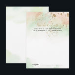 Cartões de Lista de Desejos de Casamento em Aquare<br><div class="desc">Estes cartões de lista de desejos de casamento em aquarela com confete dourado são a atividade perfeita para uma recepção de casamento rústico ou chá de noiva. O design apresenta um fundo em aquarela rosa, verde e branco com respingos de confete dourado brilhante. Altere as palavras para se adequar a...</div>