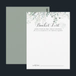 Cartões de Lista de Desejos de Casamento Minimalis<br><div class="desc">Esses cartões de lista de desejos de casamento minimalista com eucalipto são a atividade perfeita para uma recepção de casamento rústico ou chá de noiva. O design apresenta folhas de eucalipto verdes elegantes em aquarela. Altere as palavras para se adequar a qualquer evento da vida. O sinal de lista de...</div>
