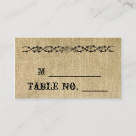Cartões de Local de Casamento Burlap Ocidentais