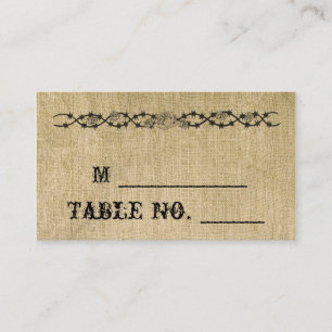 Cartões de Local de Casamento Burlap Ocidentais