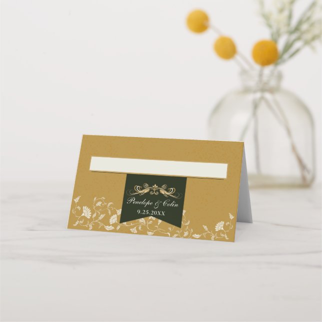 Cartões de Local de Casamento da Biblioteca Dourad (Frente)