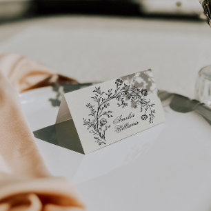 Cartões de Local de Casamento Floral Boho Creme Pr
