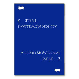 Cartões de Local de Casamento-Ícone de Porco-Azul 