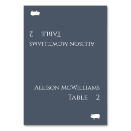 Cartões de Local de Casamento-Ícone de Porco-Azul 