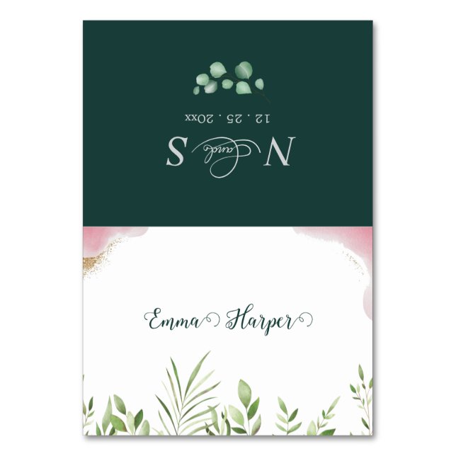 Cartões de Local de Casamento Imprimíveis Folhagem (Frente)