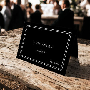 Cartões de Local de Casamento Negro Moderno / AVER