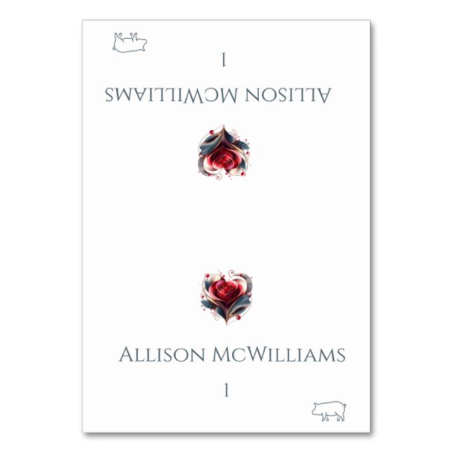 Cartões de Local de Casamento - Rosa de Forma de Í (Frente)