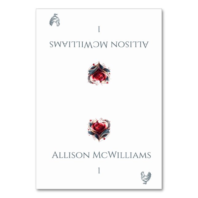 Cartões de Local de Casamento-Rosa de Forma de Íco (Frente)