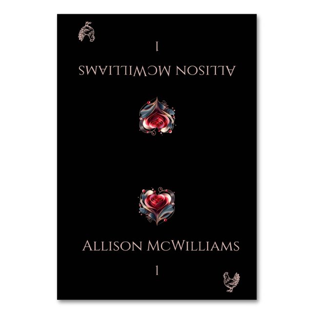 Cartões de Local de Casamento-Rosa de Forma de Íco (Frente)