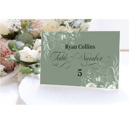 Cartões de Local de Casamento Verde Salvia | Elega