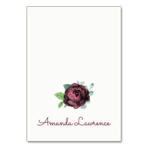 Cartões de Local Personalizados com Rosa de Aquare