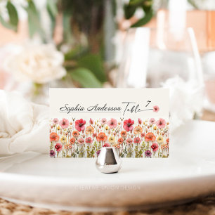 Cartões de Localidade Plana Boho Wildflower