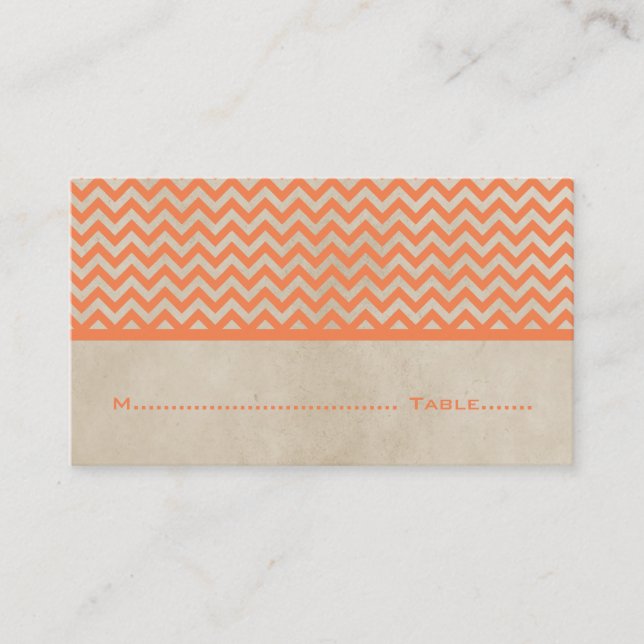 Cartões de Localização Chic Chevron Laranja (Frente)