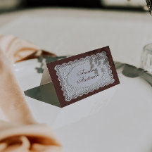 Cartões de Localização de Casamento de Renda Marro